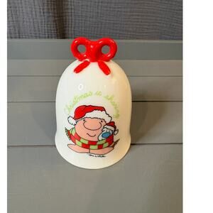 Vintage Ziggy Christmas Bell Ornament – Tom Wilson – Ceramic Holiday Decor